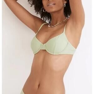 Madewell Green Underwire Bikini Top Swimwear Adjustable Straps No Padding Sz XL